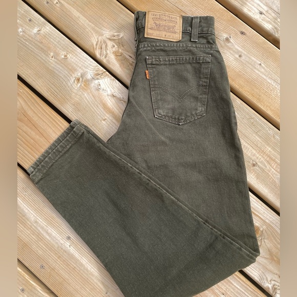 Levi's Denim - LEVI’S VINTAGE 1995 dark olive green high rise relaxed fit tapered leg jeans